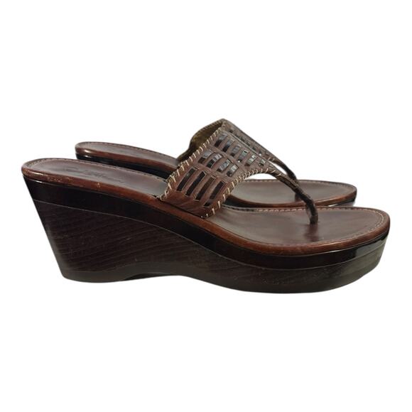 Cole Haan Nike Shoes - Cole Haan Air Bria Brown Thong Sandals Platform Wooden Heel Women’s Size 8 B